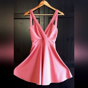 Pink V-Neck Mini Dress
